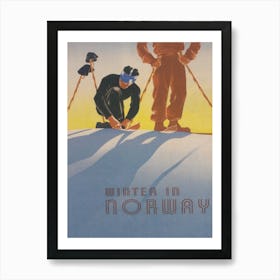 Winter in Norway Vintage Ski Poster Art Print