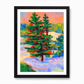 Fraser Fir 2 tree Abstract Block Colour Art Print