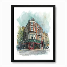 Hammersmith London Borough   Street Watercolour 2 Art Print