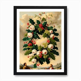 Holly Wreath Art Print