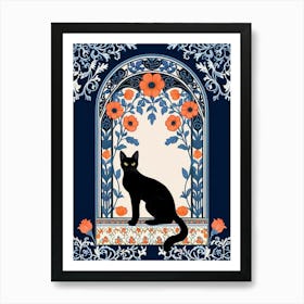 Black Cat In A Window Art Print