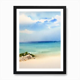 Voutoumi Beach 3, Antipaxos, Greece Watercolour Art Print