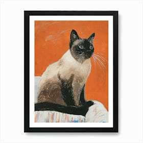 Birman Cat Relief Illustration 4 Art Print