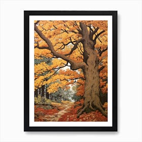 European Hornbeam 1 Vintage Autumn Tree Print  Art Print