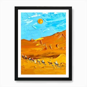 Camels In The Desert Art Print