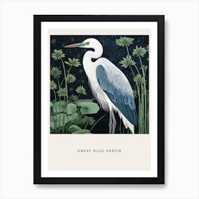 Ohara Koson Inspired Bird Painting Great Blue Heron 4 Poster Art Print