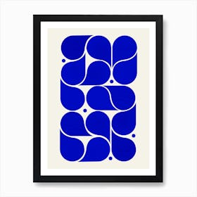 Blue Mid Century Shapes Art Print