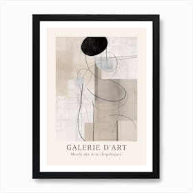 Galerie D'Art Abstract Black And White Lines 3 Art Print