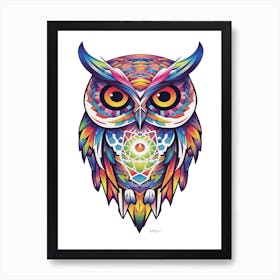 OLenaArt's Modern Whimsical Geometric Owl Art Print