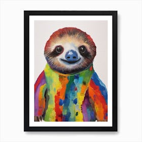 Baby Animal Wearing Sweater Sloth 2 Art Print