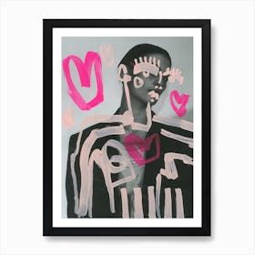 Pink Hearts Face  Art Print