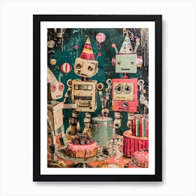 Retro Robot Kitsch Birthday Party 3 Art Print