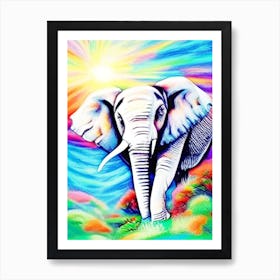 Beautiful Watercolor Elephant Painting Art Print