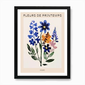 Spring Floral French Poster  Lilac 1 Art Print