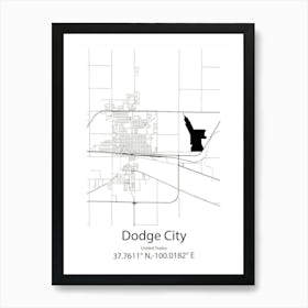 Dodge City,United States Minimalist Map Art Print