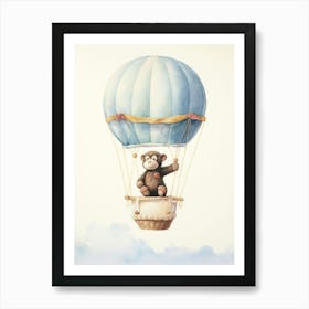 Baby Chimpanzee 1 In A Hot Air Balloon Art Print