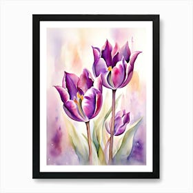 Watercolor Tulips 1 Art Print