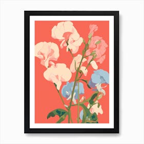 Sweet Peas Flower Big Bold Illustration 1 Art Print