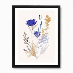 Chicory Spices And Herbs Minimal Line Drawing 1 Art Print