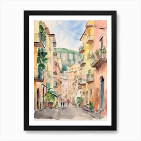 Naples, Italy Watercolour Streets 1 Art Print