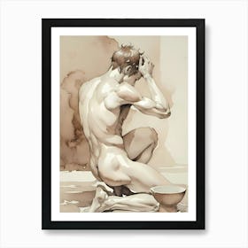 Nude Boy With A Bowl Of Water Art Print