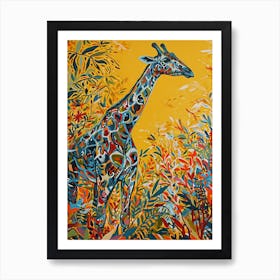 Colourful Giraffe Lead Pattern Painting 1 Art Print