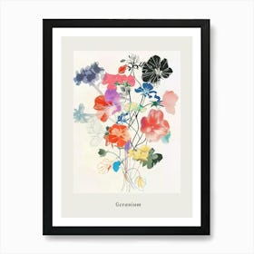 Geranium 1 Collage Flower Bouquet Poster Art Print