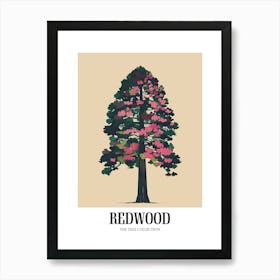 Redwood Tree Colourful Illustration 1 Poster Art Print