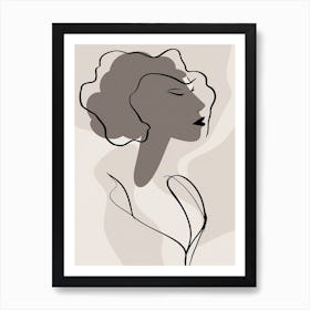 Woman Silhouette Line Art Abstract 1 Art Print