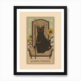 Queen Of Wands   Cats Tarot Art Print