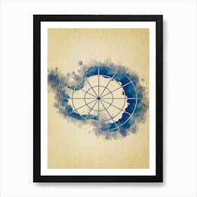 Antarctica Flag Vintage Art Print