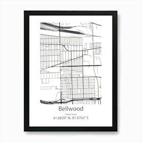 Bellwood,United States Minimalist Map Art Print