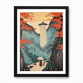 Nachi Falls, Japan Vintage Travel Art 4 Art Print