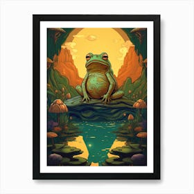 African Bullfrog On A Throne Storybook Style 6 Art Print