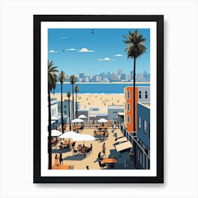 Venice Beach California, Usa, Graphic Illustration 2 Art Print