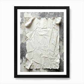 Crumpled White Sheet Of Old Cardboard Paper With Crumpled Texture Closeup Retro Style Pattern Embos (2) Art Print