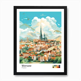 Warsaw, Poland, Geometric Illustration 3 Poster Art Print