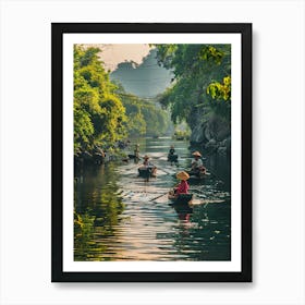 People In Boats On A River Art Print