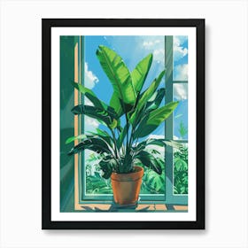 Banana Plant In The Window Art Print