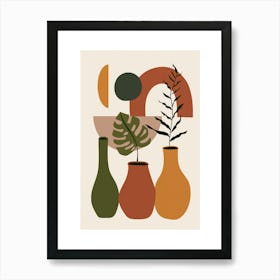 Vases And Plants boho Abstract Art Print