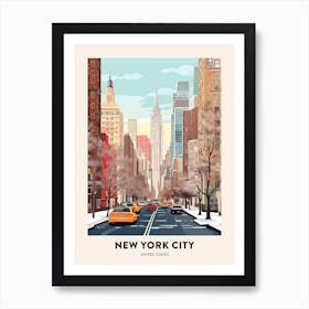 Vintage Winter Travel Poster New York City Usa 4 Art Print