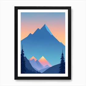 Misty Mountains Vertical Composition In Blue Tone 203 Art Print