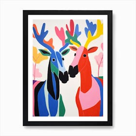 Colourful Kids Animal Art Moose 2 Art Print