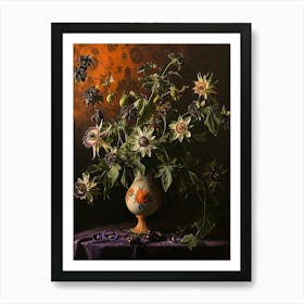 Baroque Floral Still Life Passionflower 3 Art Print