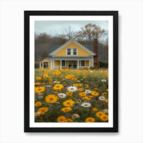 Yellow House In A Field Art Print