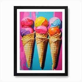 Pop Art Colourful Ice Cream Cone 3 Art Print