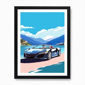 A Acura Nsx Car In The Lake Como Italy Illustration 4 Art Print