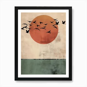 Birds Flying In The Sunset Art Print