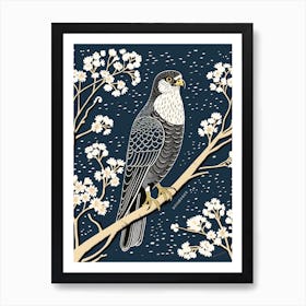 B&W Bird Linocut Eurasian Sparrowhawk 4 Art Print