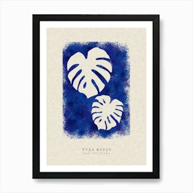 Yves Klein Monstera Leaves Blue Art Print